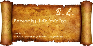 Bereszky Lóránt névjegykártya